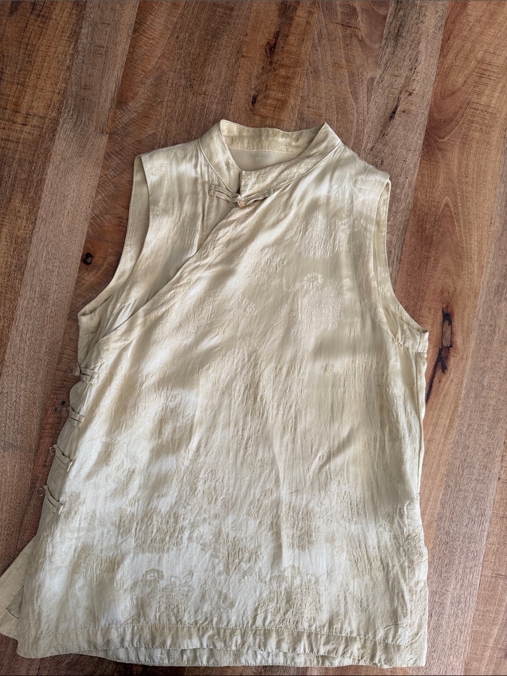 Fashion Nova Cream Mandarin Collar Sleeveless Top